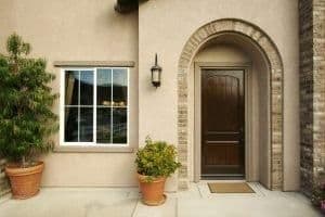 front house with door and single window