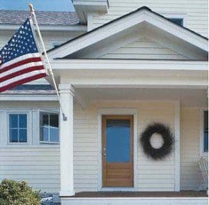 white house with flag